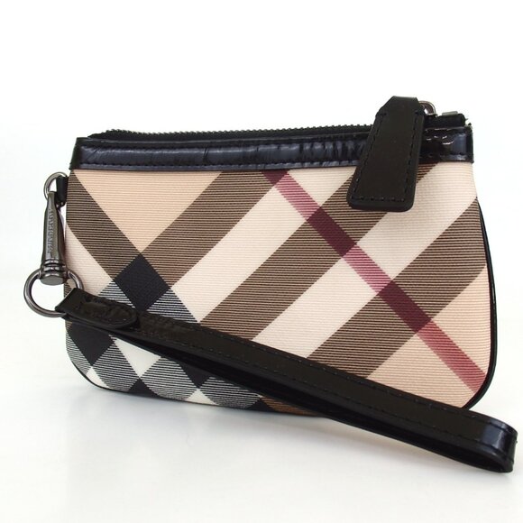 Authentic BURBERRY 3463625 60E Check pattern Pouch PVC/Patent leather [Used] - Picture 2 of 6